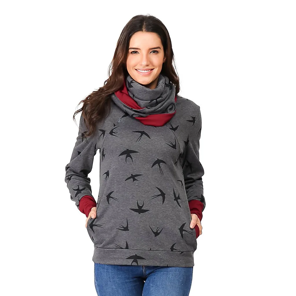 Худи толстовка с капюшоном для беременных женщин осень зима длинный рукав Грудное вскармливание джемпер Топы беременность худи толстовки