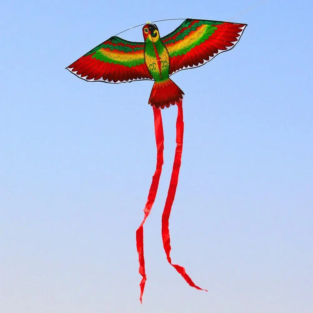 Regenbogen Farbe 3d Papagei Kite Mit String Kunststoff Griff Spaß Im Freien Spielzeug Drachen Hohe Fliegen Für Kinder Sport Mit 50m Lin I3b2