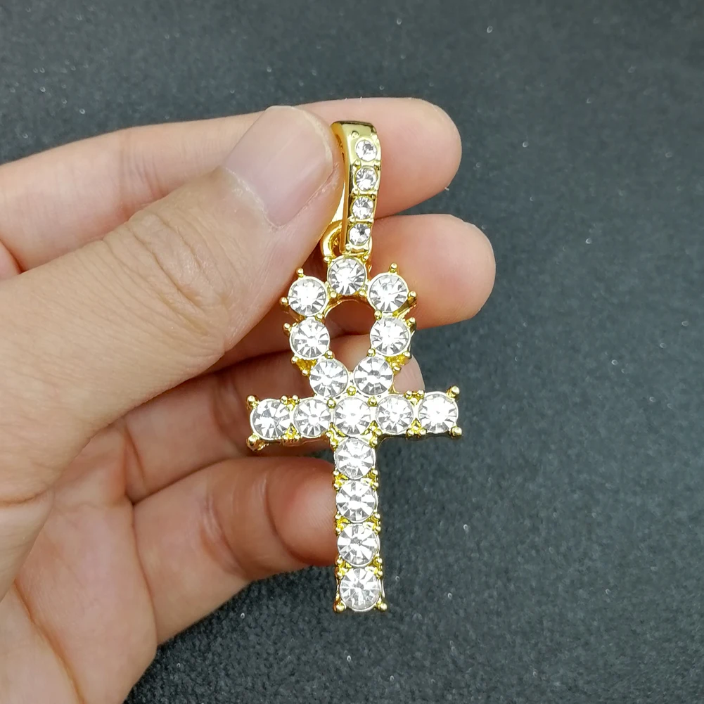 

Hip hop ankh Cross Pendant Necklace Jewelry with 3mm 24inch Rope Chain N675