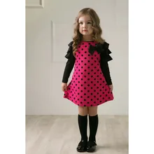 Fashion hot autumn and winter dress girl wave point princess dress baby girl polka dot bow princess dress платье для девочки 40