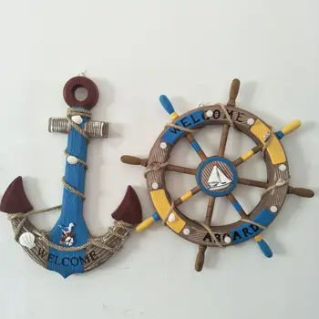 

Mediterranean style wood made old anchors ship rudders with electronic lights ship anchors retro decor living room wall hangings