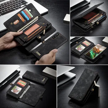 

Zipper Closure Anti Scratch Fashion 2 In 1 Magnetic Storage PU Leather Protective Card Wallet Phone Case For Samsung Note 10