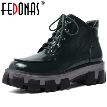 

FEDONAS Quality Genuine Leather Women Cross Tied Ankle Boots Sports Platform Boots Casual Shoes Woman Winter Motorcycle Boots