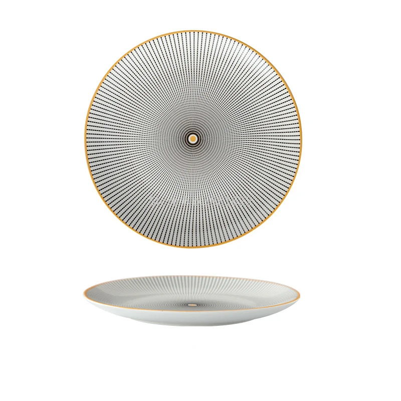Tableware Ceramic Dinner Plate Set Dish 8/10 Inch Porcelain Cute Dessert Plate Dinnerware Geometric Western Food Steak