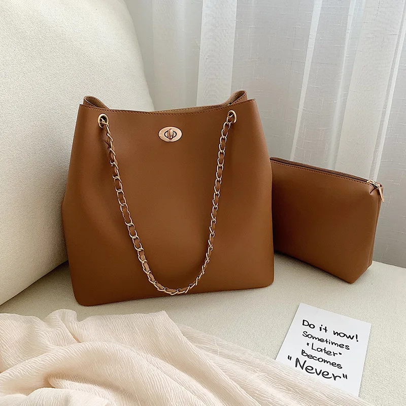

New Style Large Bag 2019 Europe And America Fashion Shoulder Bag Retro Hong Kong Style GIRL'S Cross-body Bucket Bag Versatile Di