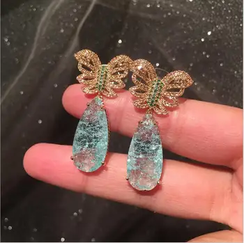 

Blue Ice Drop Fairy Butterfly Earrings for Woman Summer Models Ins Super Cute Dancing Drop Earrings Statement Jewelry Wholesa