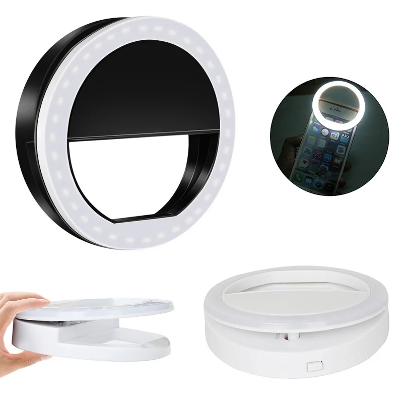 Универсальный селфи светодиодный кольцевой вспышка Lumiere телефон портативный светодиодный S лампа для селфи светящееся кольцо зажим для сотовый телефон смартфон