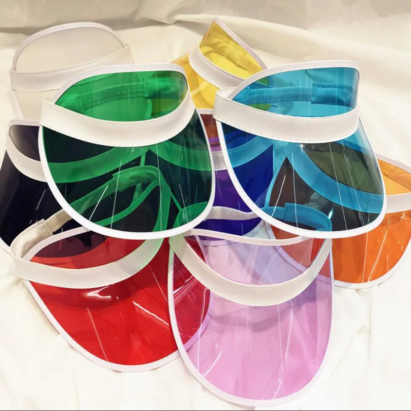 Anti-UV Summer Men Women Sun Hat Color Transparent Empty Top Plastic PVC Sunscreen Hats Visor Caps Bicycle Sunshade Sports cap sun hat sun protection hat empty top hat