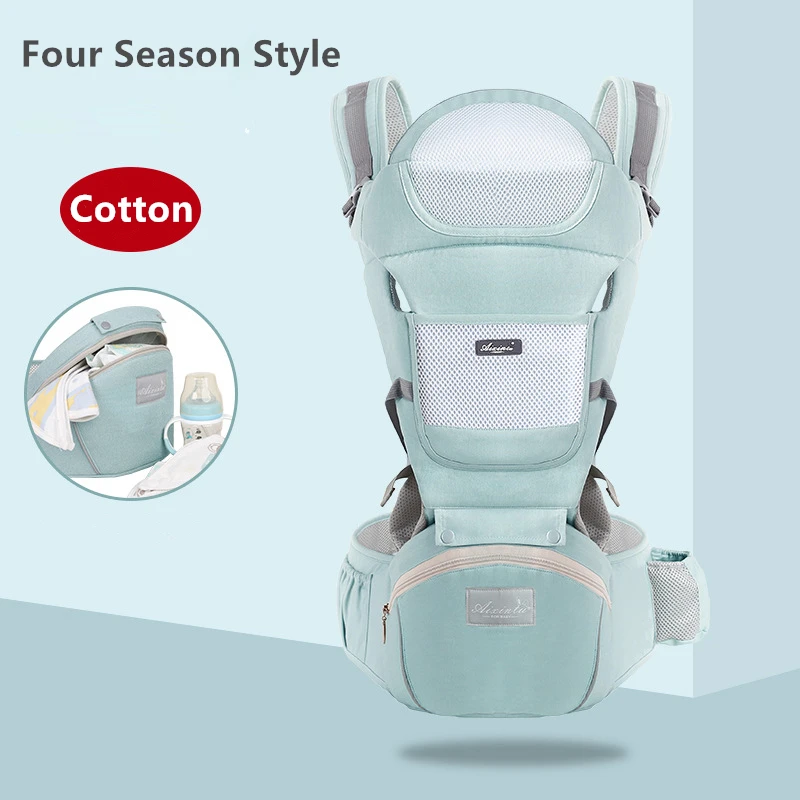 От 0 до 24 месяцев, дышащий рюкзак на бретельках для новорожденных, кенгуру для новорожденных, не пропускает ноги - Цвет: Green four seasons