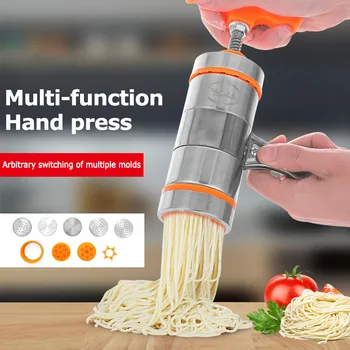 

Noodle Pasta Press Maker Machine Hand Cutter,Manual Juicer Cookware with 7 Pressing Moulds -Making Spaghetti Fettuccine Noodle