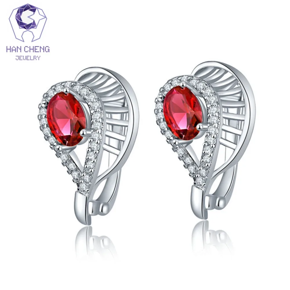 

HanCheng New Fashion Luxury U Shape Water Drop AAA Zircon Gem Stone Plated Silver Stud Earrings For Women Jewelry brincos bijoux