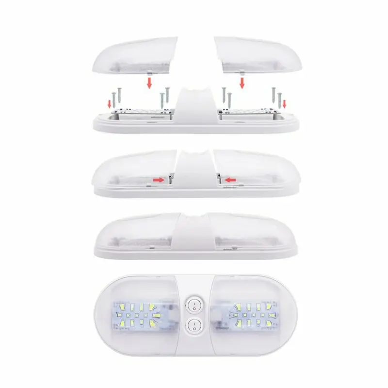 

1 NEW RV LED 12v CEILING FIXTURE DOUBLE DOME LIGHT FOR CAMPER TRAILER RV MARINE