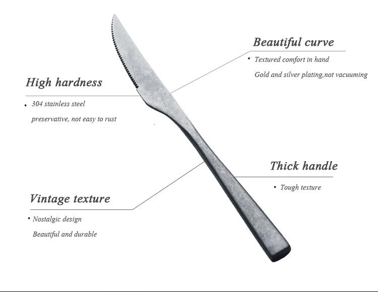 304 нержавеющая сталь набор посуды Ретро столовые приборы нож Вилка десертная ложка, кухонная посуда стейк Фрукты Столовые приборы столовое серебро