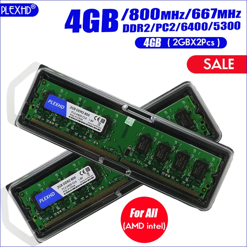 4gb Ram Ddr2 Pc2 5300 4gb 333mhz PLEXHD Desktop PC Memory RAM