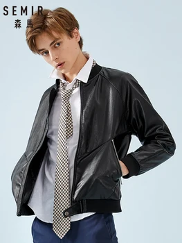 

Semir Leather men spring and autumn short leather jacket man 2019 new motorcycle clothing street student jacket tide