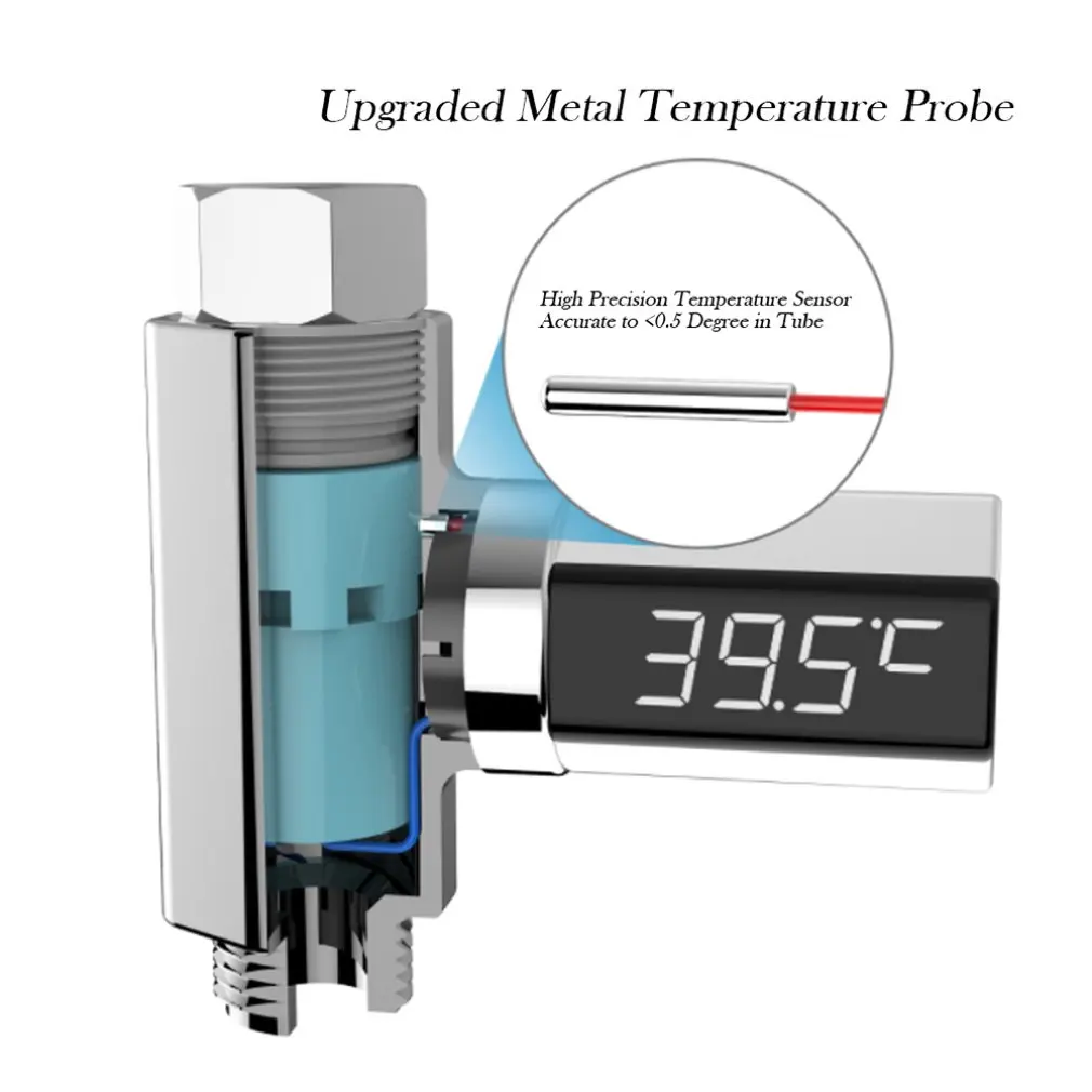 Практичный светодиодный цифровой домашний термометр для душа с дисплеем, самогенерирующий измеритель температуры воды, монитор, уход за ребенком