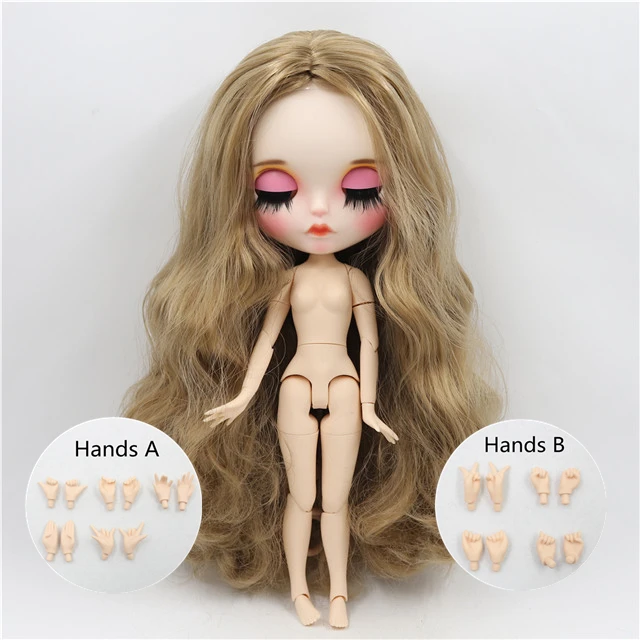 ICY 1/6 bjd фабрика blyth кукла Заказная кукла белая кожа суставное тело новое матовое лицо резные губы 30 см BL3227 - Цвет: doll with hands AB