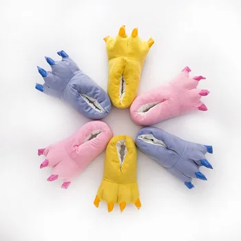 

Winter Warm Children Claw slippers Indoor Funny Animal Paw Slippers Cute Cartoon Plush Slippers for Grown Ups Kids Home Slipper