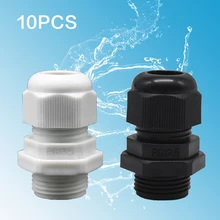 10 шт. белый IP68 PG7 для 3-6,5 мм PG9 PG11 PG13.5/16/19/21В/25/29/36 жильный кабель CE Водонепроницаемый нейлон Пластик кабельный сальник для герметизации провода соединителя