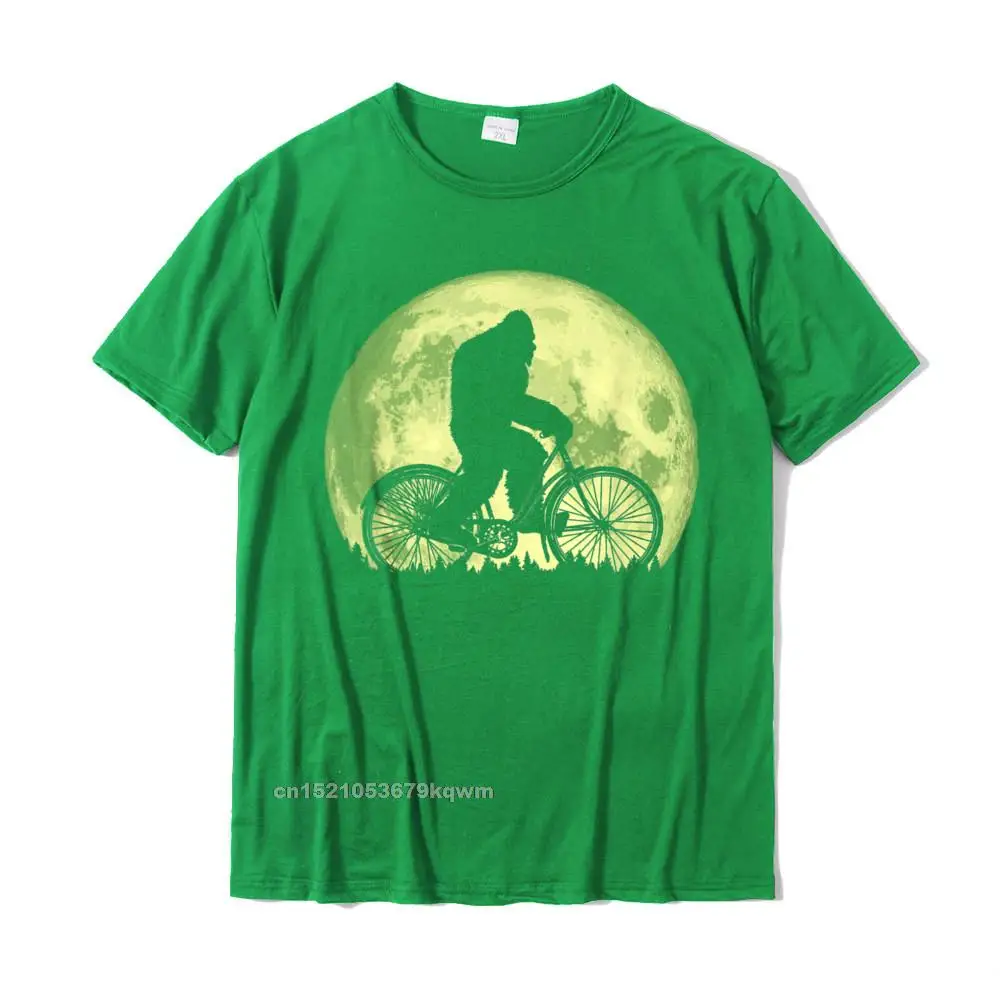 Design Hot Sale Short Sleeve Crazy T-shirts Pure Cotton Crew Neck Men's Tops Shirt Street Tops & Tees Mother Day Bigfoot Biking Moon - Vintage Biker Sasquatch Simple Night T-Shirt__3942 green