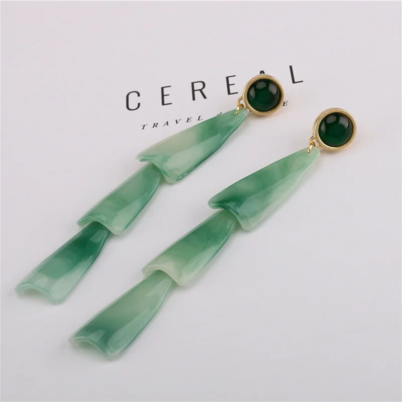 RE Multi-layer Creative Jewelry Turquoises Earrings Drop Blue Natural Stone Gold Dangle Earrings for Women Ear Accessories