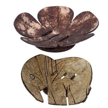 

2 Pcs Creative Handmade Natural Wooden Bathroom Soap Dish Box Container Kitchen Tub Storage Cup Rack Soap Holder, Flower-Shape &