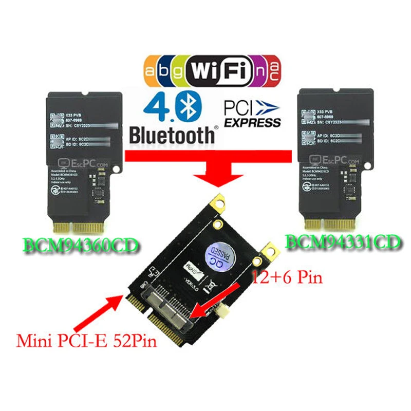 Разъем адаптера модуль платы к Mini PCI-E 52Pin интерфейс часть для BCM94360CD