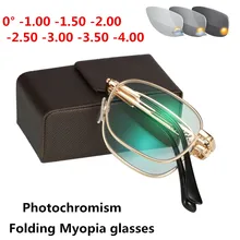 Портативные складные фотохромные готовые очки для близорукости мужские короткие очки для коррекции зрения оправа женские Рецептурные очки для близоруких очков очки-1-2-3-4