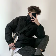 Зимняя новая мужская Молодежная популярная Толстая свободная хлопковая одежда модная повседневная Однотонная рубашка с воротником серый/черный M-2XL