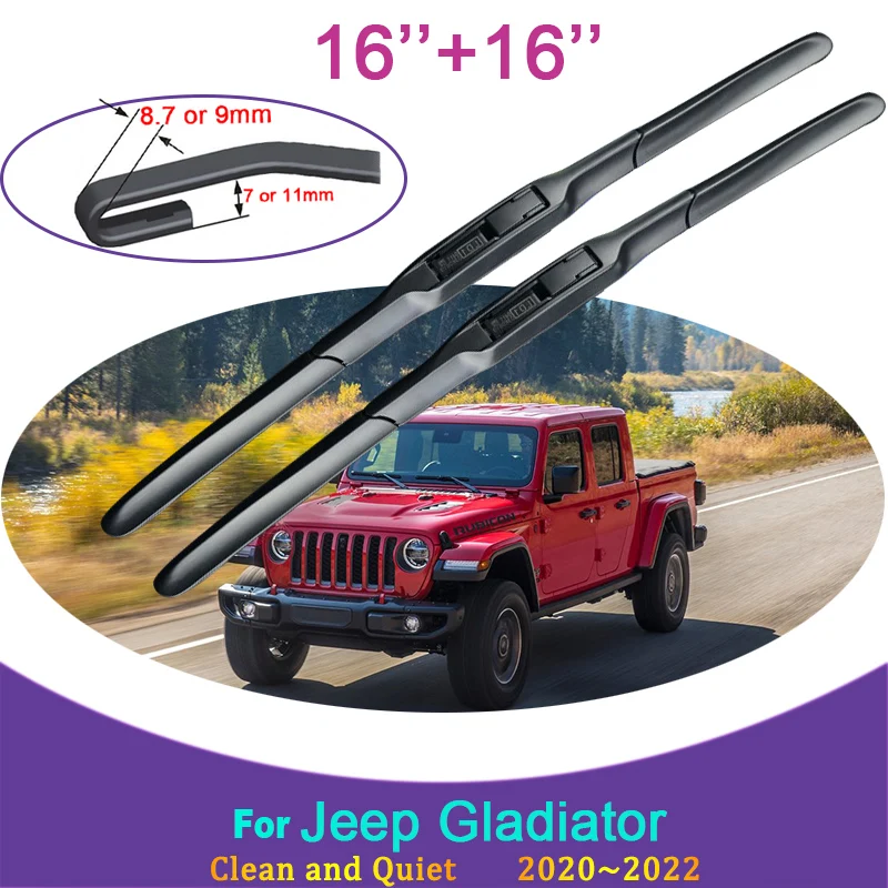 for Jeep Gladiator JT 2020 2021 2022 Two Frameless Rubber Wiper Snow  Scraping Front Windshield Brushes Car Accessories Stickers - AliExpress