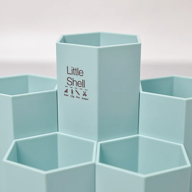 Cute Hexagonal Pen Holder Desk Pen Case Large Capacity Pencil Storage Box Desktop Organizer  School Office Stationery