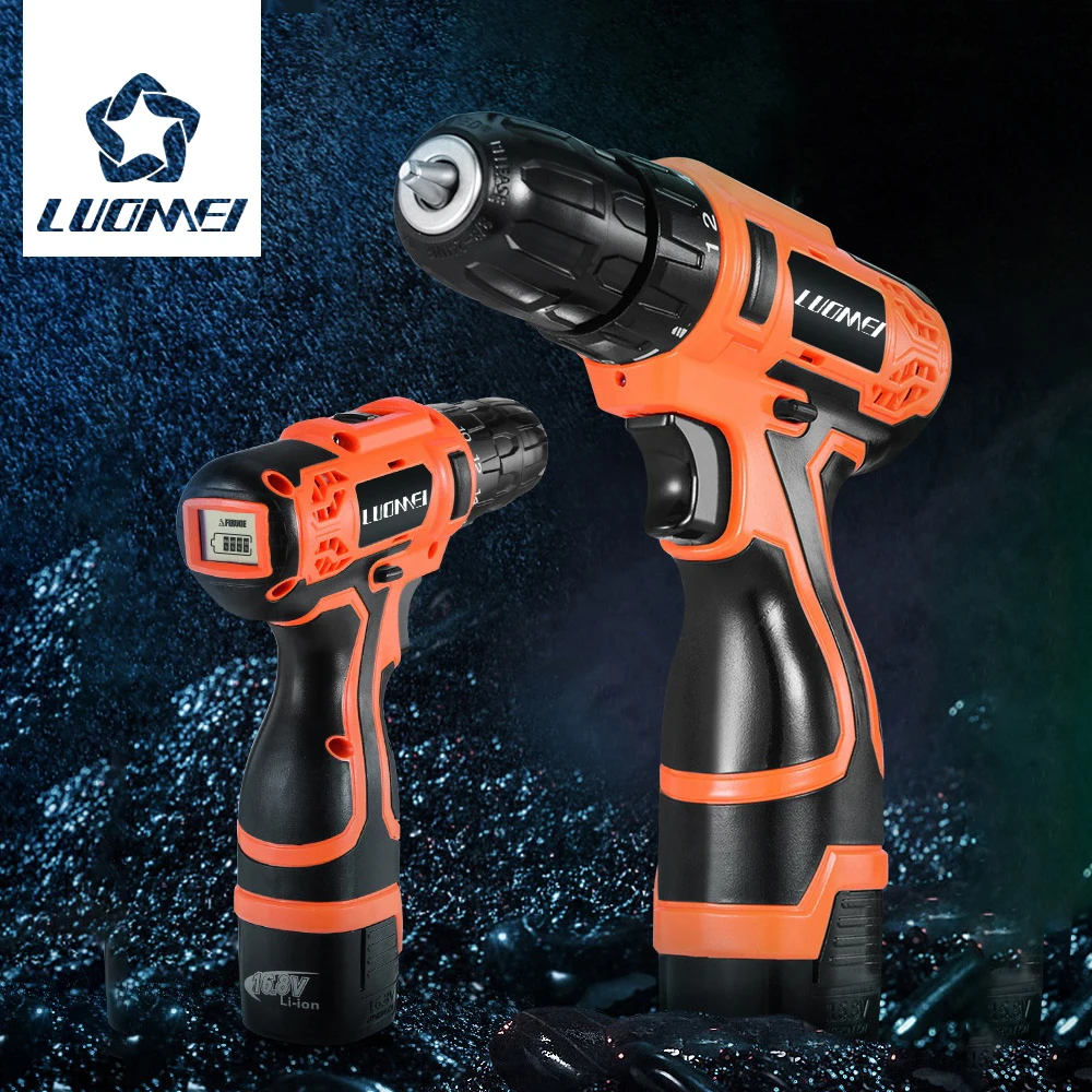 

luomei electric drill diy 12v cordless screwdriver batery tools set mini micro retifica taladro percutor recharge drill combo