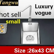 Квартира Роскошная кухонная ручная раковина одинарная мойка маленькая 304 нержавеющая сталь vogue Горячая 26x43 см