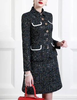 

tailor shop custom made professional skirt ladies tweed temperament slim suit women's clothing mother bride outfit tweed suit