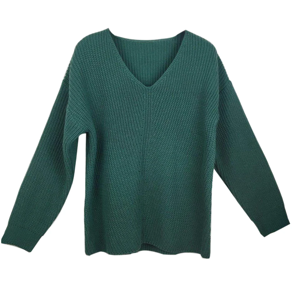 2020 Sweaters Knitted Autumn Winter Sweater Women Office Vintage Pullover White With Black Sweater Women V Neck Sweater Female