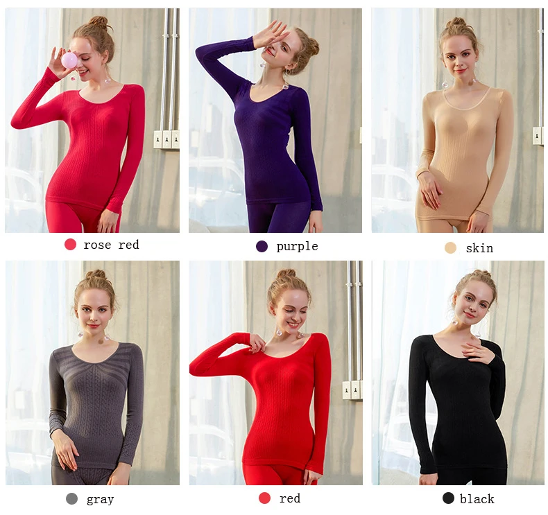 Queenral Thermal Underwear Women For Winter Long Johns Female Underwear Suit Thick  Breathable Warm Clothing Thermal Underwears 7 (2)