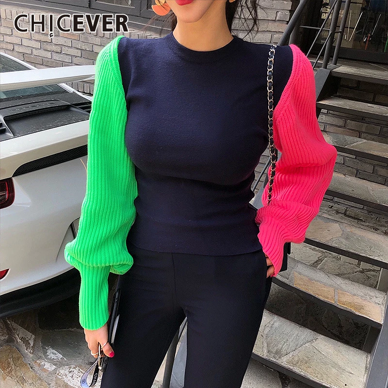 Женский свитер с круглым вырезом длинным рукавом | Женская одежда