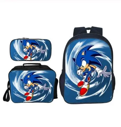 as picture 3 шт./компл. Sonic зубная щётка тени рюкзаки для детей, принт с героями мультфильмов школьные сумки для мальчиков и девочек начальной школы школьный студенты костюм рюкзаки подарки - Цвет: as picture