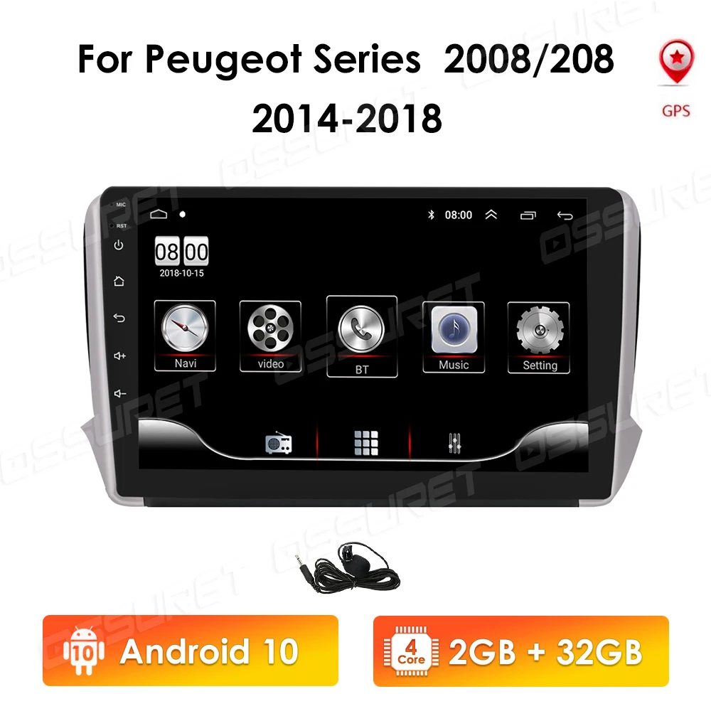 2G+32G Android 10 for PEUGEOT 2008 208 Series 2012