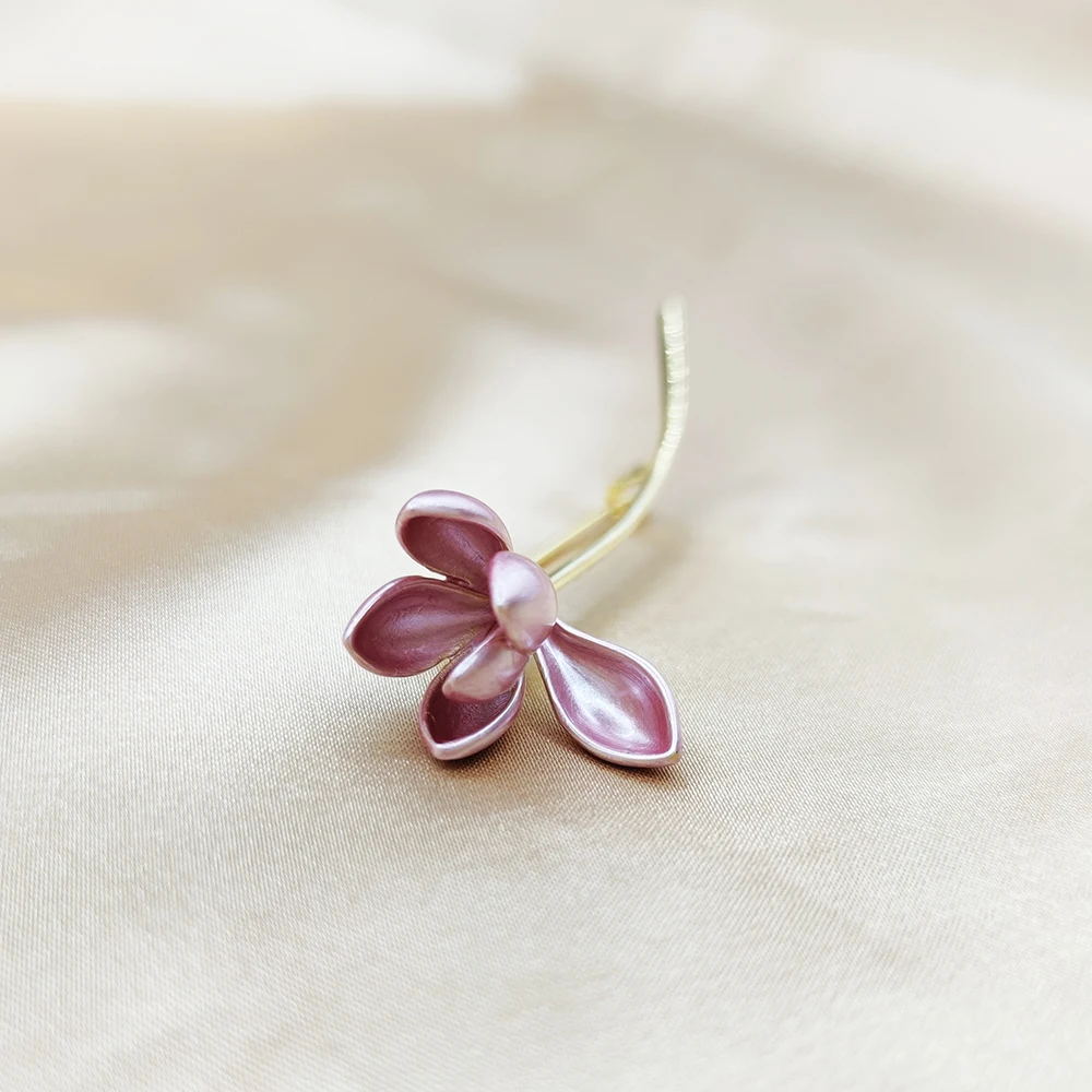 Blucome Latest Pink Flower Brooch Enamel Copper Corsage Suit Scarf Hat Pins Accessories for Women Wedding Party  Jewelry Gifts