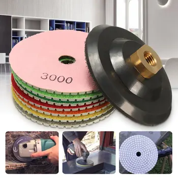 

8pcs 4 Inch Polishing Pads Set 50-3000 Grit 100mm Dry Diamond Polishing Pads With Backer
