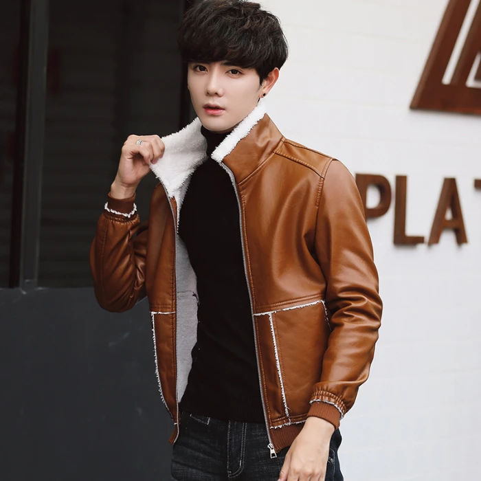 Buy 2019 New Autumn Winter Man Warm PU Casual Jackets Slim thick Fleece 3Colors Men Coat Male Leisure Quality Streetwear Outwear 5xl