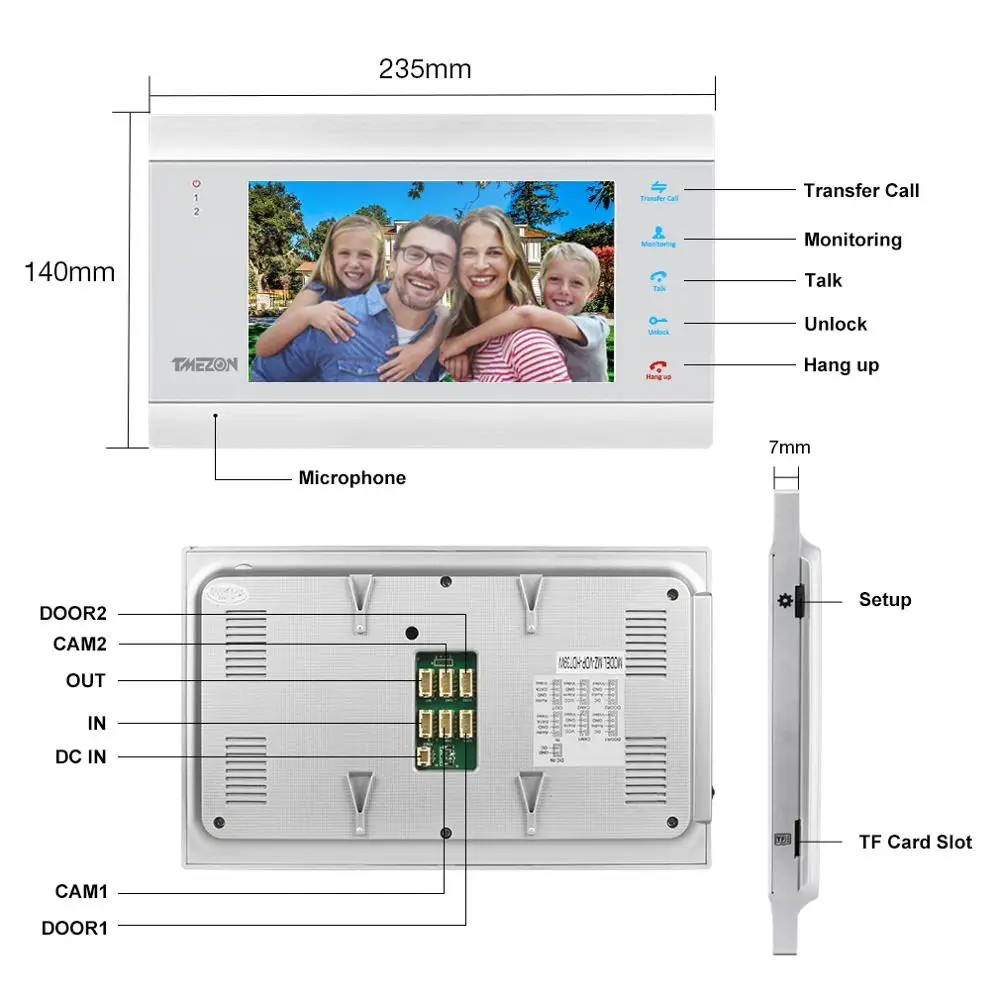 TMEZON 7 дюймов HD1080P смарт-видео домофон система с высокой четкостью проводной дверной звонок камера, поддержка дистанционного разблокирования