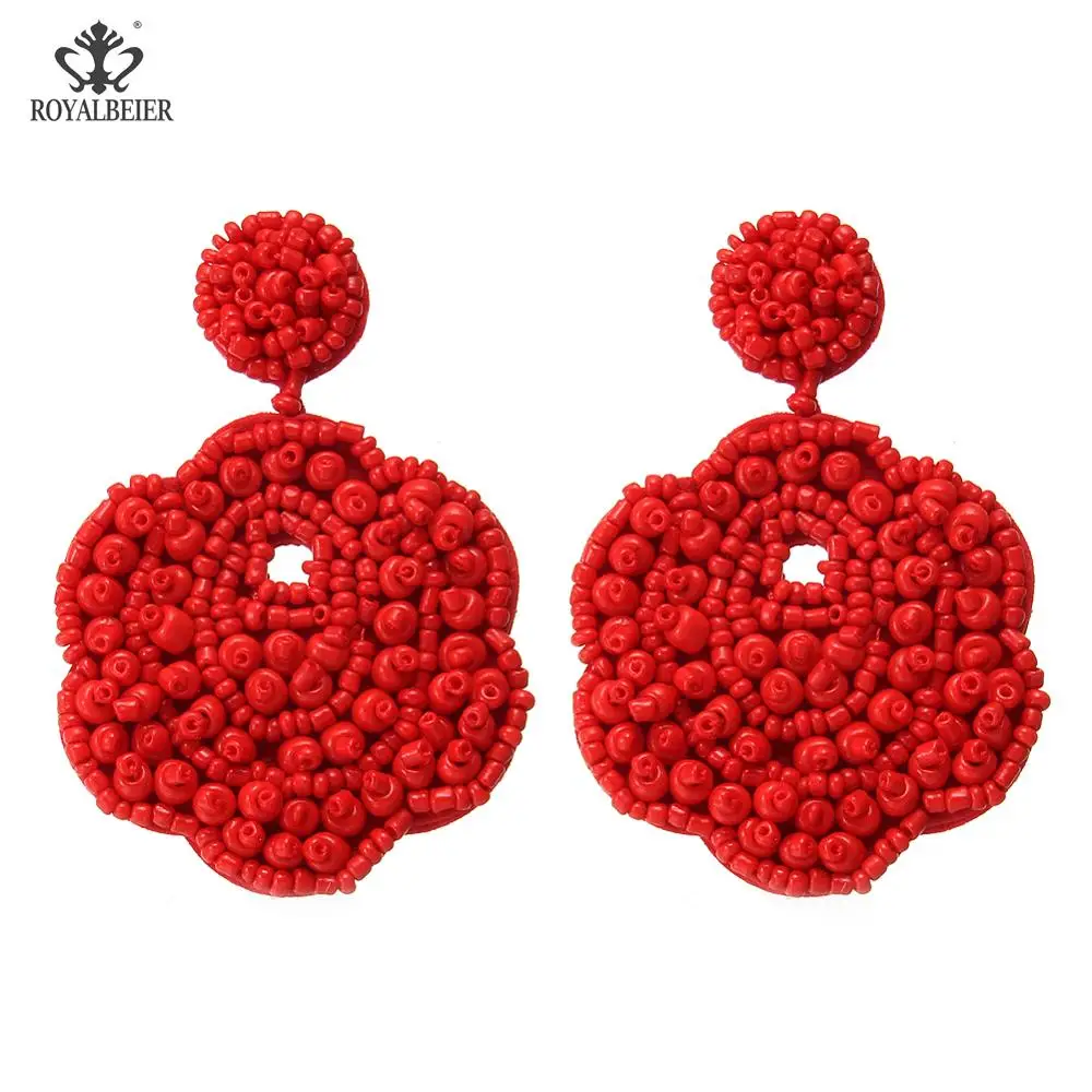 Red beaded 0676d Рождественские серьги в богемном стиле, модные необычные серьги с бахромой, красные длинные серьги с кисточками, женские массивные ювелирные изделия, подарок - Окраска металла: Red beaded 0676d