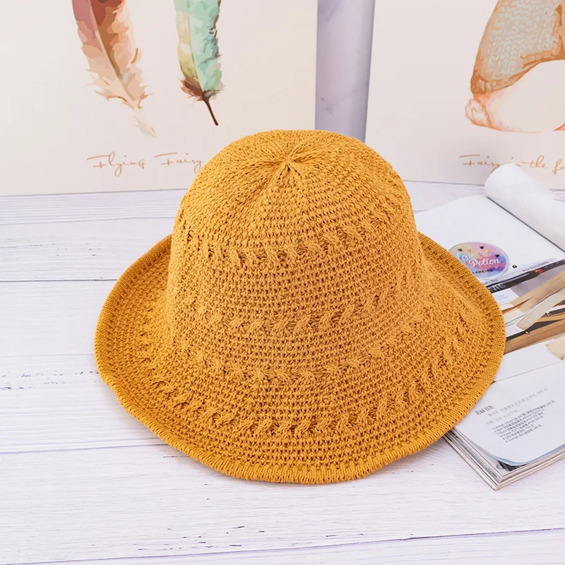 Brand New Winter knitted bucket Hats Winter Bucket Hat For Women Girl Fashion Solid Thickened Soft Warm Fishing Cap Outdoor Lady - Цвет: yellow