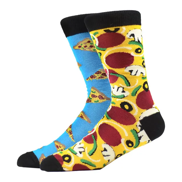 High Quality Combed Cotton Socks Food Pattern Long Tube Funny Happy Men Socks Colorful Novelty Skateboard Crew Casual Crazy Sock HK34001-3