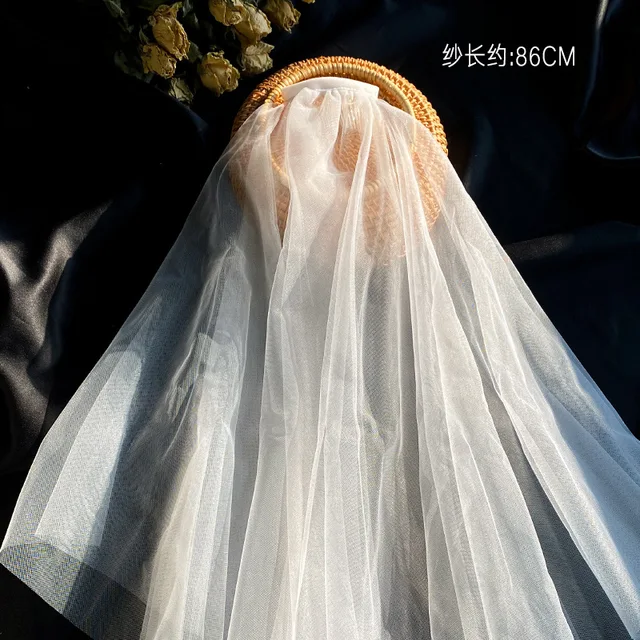 New Bow Veil Super Fairy Wedding Trip Shoot Photo White Satin Mesh Barrettes Bridal Hair Accessories 11
