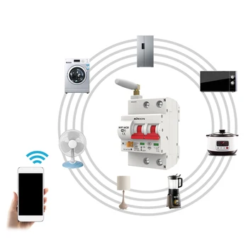 

2P WiFi Intelligent Circuit Breaker with Energy Monitoring and Meter Function Compactible for Alexa and Google Home