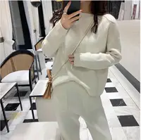 SMTHMA High Quality New Winter Women Cashmere Sweater Two Piece knitted Sets Tracksuit 2025 Fashion Sweatshirts Sporting Suit 2