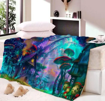 

mushroom house Nap blanket Super Soft Velvet Plush Throw Blanket Art Children blanket Throw Travel Beach Towel Printed
